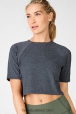 Fabletics urze preta 420HR2105 camiseta raglan manga curta loveday mulheres