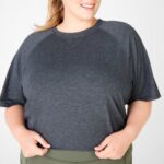 Fabletics urze preta 420HR2106 camiseta raglan manga curta loveday mulheres