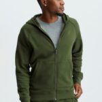 Fabletics verde oliva 420HR3721 moletom com zíper completo pós-jogo homens