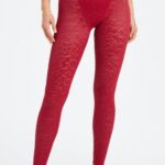 Fabletics vermelho escuro 420HR1080 legging malha leopardo cintura alta mulheres