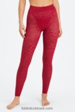 Fabletics vermelho escuro 420HR1080 legging malha leopardo cintura alta mulheres