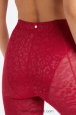 Fabletics vermelho escuro 420HR1080 legging malha leopardo cintura alta mulheres - Image 3