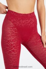 Fabletics vermelho escuro 420HR1080 legging malha leopardo cintura alta mulheres - Image 4