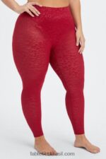 Fabletics vermelho escuro 420HR1081 legging malha leopardo cintura alta mulheres - Image 2