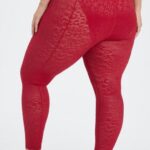 Fabletics vermelho escuro 420HR1081 legging malha leopardo cintura alta mulheres