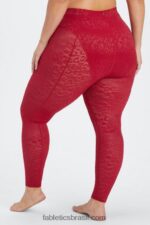 Fabletics vermelho escuro 420HR1081 legging malha leopardo cintura alta mulheres