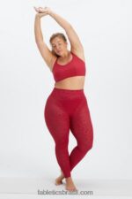 Fabletics vermelho escuro 420HR1081 legging malha leopardo cintura alta mulheres - Image 5
