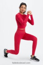 Fabletics vermelho escuro 420HR1088 legging sem costura cintura alta mulheres - Image 4