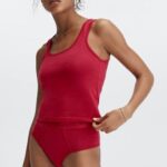 Fabletics vermelho escuro 420HR2874 Calcinha cintura alta 24-7 mulheres