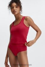 Fabletics vermelho escuro 420HR2874 Calcinha cintura alta 24-7 mulheres